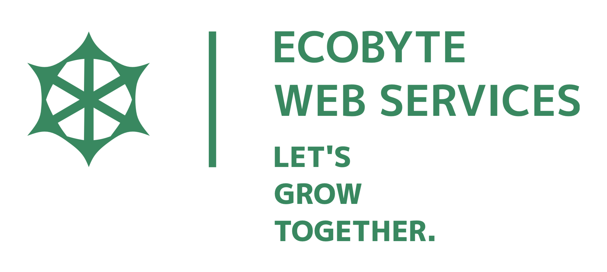Ecobyte Web Services, official logo with slogan "Let's grow together".